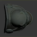 Weapon Helmet With Skull Design Glowing Blue Eyes Mechanical Details And Metallic Texture