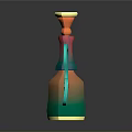Colorful Decorative Bottle With Gradient Colors Curved Blue Handle And Yellow Red Top