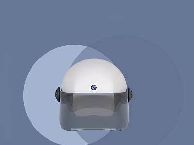 White Helmet With Transparent Visor On Blue Background With Circular Patterns 3d model