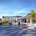 Modern School Building With Contemporary Facade Large Windows Trees And Landscaped Driveway