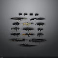 Various Types of Modern Weapons Including Rifles Pistols and Tactical Firearms