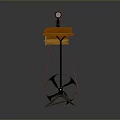 Mobile Workshop Tool Stand With Orange Wooden Tray And Black Metal Frame