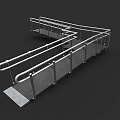 Modern Staircase With Metal Handrails Non Slip Gray Treads And Platforms