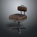 Office Chair Brown Leather Upholstered with Metal Five Star Caster Base and Backrest Handle