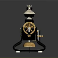 Vintage Telephone With Metal Receivers Wooden Base And Rotary Dial