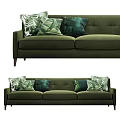 Green Sectional Sofa with Leaf Patterned Cushions in Modern Living Room 3d model