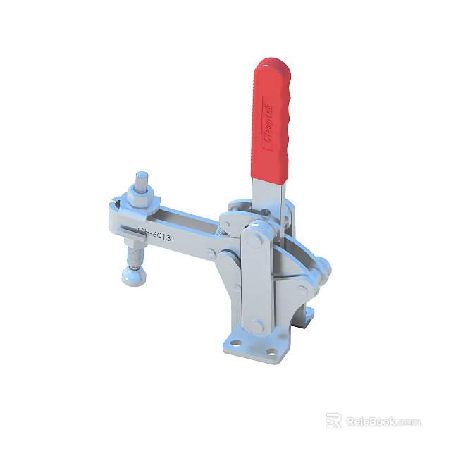 Industrial Clamp With Red Handle Silver Metal Structure Model 403-21 3d model 