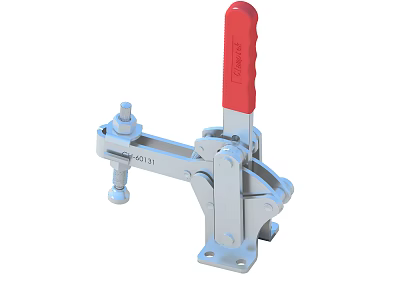 Industrial Clamp With Red Handle Silver Metal Structure Model 403-21 3d model