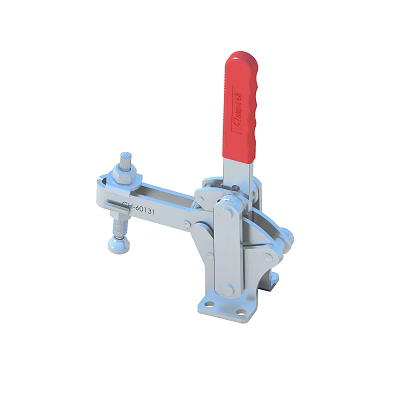 Industrial Clamp With Red Handle Silver Metal Structure Model 403-21 3d model