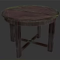 Rustic Wooden Round Table With Smooth Tabletop And Cross Legs Design