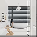 Elegant Modern Bathroom Interior With Bathtub Marble Countertop And Pendant Light