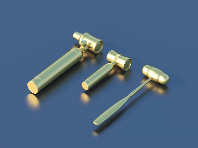 Shiny Golden Metallic Household Items With Different Sizes And Smooth Surface Design 3d model
