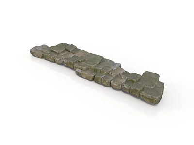 Natural Stone Blocks Arranged In Curved Path With Textured Surface 3d model