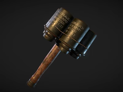 Military Vehicle Engine Parts With Crank Case Spark Plug And Wooden Handle 3d model