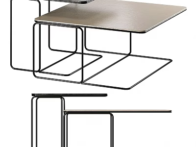 Modern Minimalist Coffee Table With Nested Metal Frame And Sleek Surface Design 3d model