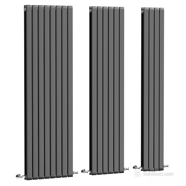 Vertical Black Steel Heating Pipes Design for Modern Home Interior Installation 3d model 