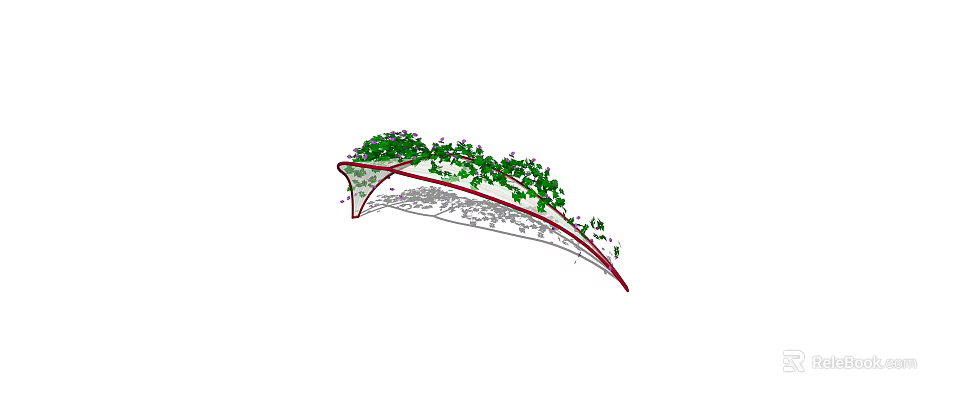 Decorative Garden Ornament With Arched Structure Covered In Green Plants And Purple Flowers 3d model 