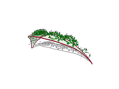 Decorative Garden Ornament With Arched Structure Covered In Green Plants And Purple Flowers 3d model