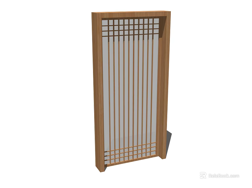 Wooden Hinged Door With Grid Pattern Design For Home Interior Decoration 3d model