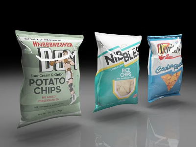 Assorted Flavored Chips With Sour Cream Onion Potato Crispy Rice And Cheddar Cheese Tortilla Snacks 3d model