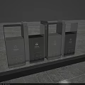 Modern Metallic Roadside Facilities With Sorted Trash Bins For Waste Separation 3d model