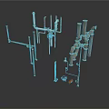 Copper And White Metal Equipment With Pipes Brackets And Mechanical Parts