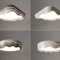 Modern Wave Design Ceiling Light with Sleek Metal Frame and Soft Illumination 3d model