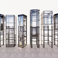 Modern Elevators With Glass Structures And Various Design Styles For Buildings 3d model