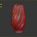 Colorful Glass Vase With Red Orange Blue Stripes And Glossy Surface On Dark Background