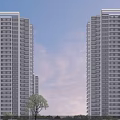 Modern High Rise Building Facade With Glass Curtain Wall And Entrance Design