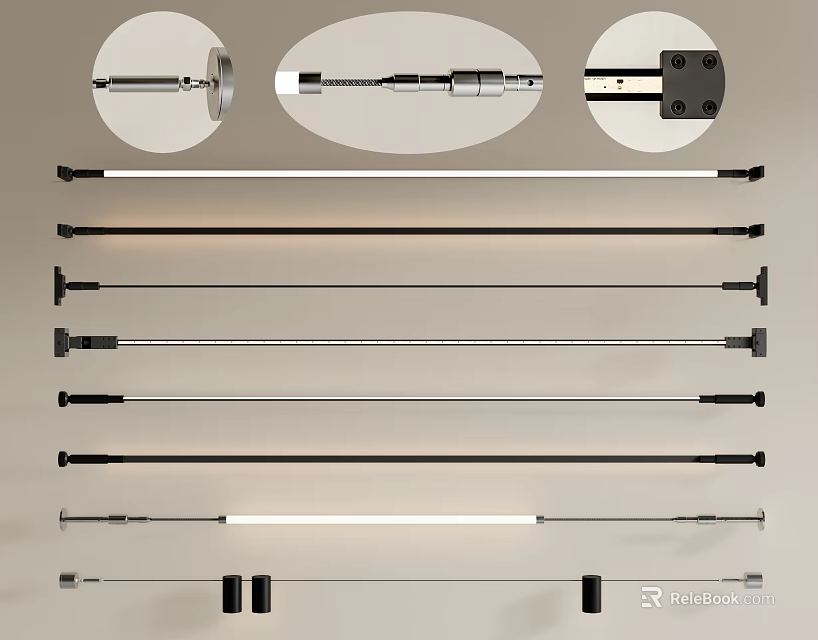 Metal Support Rods With Various Connector Designs And Adjustable Lengths 3d model 