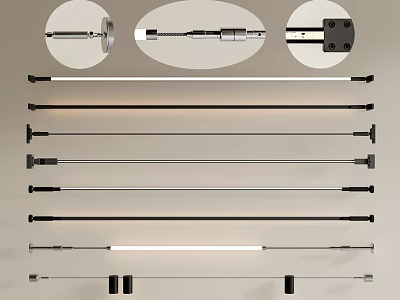 Metal Support Rods With Various Connector Designs And Adjustable Lengths 3d model