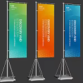 Colorful Retractable Banners With Gradient Hues And Geometric Patterns For Events