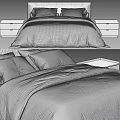 Modern Cozy Bedroom With Upholstered Beige Headboard Gray Comforter Pillows And Wooden Nightstand