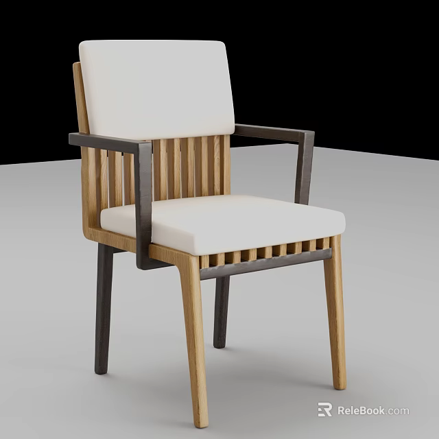 Modern Armchair Featuring Wooden Frame And White Cushion Design 3d model 