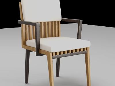 Modern Armchair Featuring Wooden Frame And White Cushion Design 3d model
