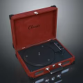 Red Suitcase Turntable Open With Classic Interior And Black Platter