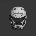 White Mechanical Weapon Helmet With Futuristic Sci Fi Armor And Sensor Components 3d model