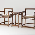 Traditional Wooden Lounge Chairs With Armrests Woven Seat And Side Table