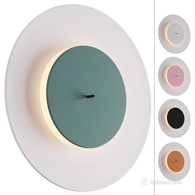 Modern Circular Wall Lamp With Colorful Panels Illuminated Edge And Various Colors 3d model 