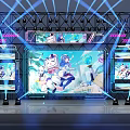 Vibrant Stage Setup With Blue Lighting Anime Characters On Large Screens Dynamic Visual Effects 3d model