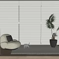 White Vertical Blinds In Modern Living Room With Sofa Cat And Plant