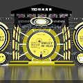 Smiley World Stage Design With Yellow Black Elements And Lighting Effects 3d model