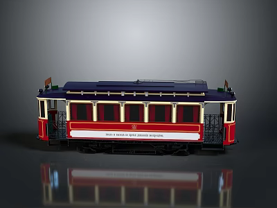 Vintage Brussels 1888 Tram Model With Red White And Blue Exterior 3d model