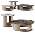 Modern Round Coffee Table With Marble Top And Metal Frame Design 3d model