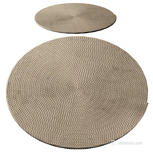 Soft Woven Beige Round Carpet With Spiral Pattern For Home Decor 3d model 
