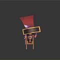 Pirate Doll Riding On Wooden Rocking Horse With Purple Cape And Sword