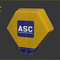 Yellow And Blue Hexagonal Fire Alarm Signal Device With Red Indicator