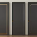Black Swing Doors With Golden Decorative Lines And Handles For Home Interior