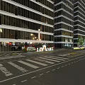 Modern Urban Photo Spot With High Rise Buildings Circular Sign And Street Lights